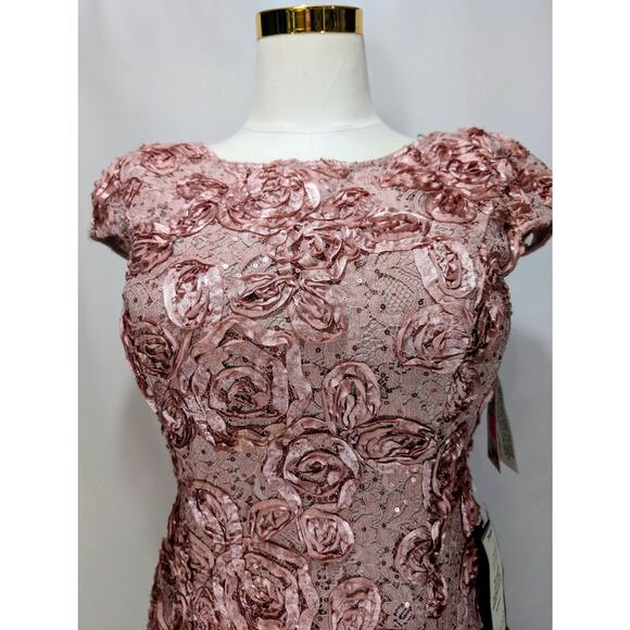 Alex Evenings Rose Floral Lace Sequin Fit and Flare Dress Size 6 NWT - Picture 2 of 7